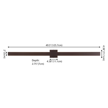 Vara 49.5" Modern Minimalist Indoor/Outdoor Metal 350-Degree Rotate Dimmable Integrated Linear LED Wall Sconce - JONATHAN Y
